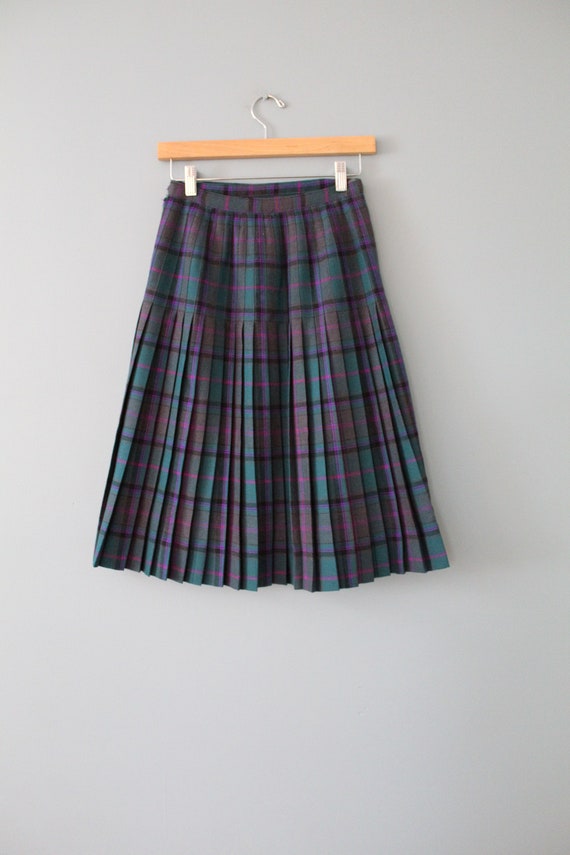 plaid wool kilt skirt | 1970s pleated tartan plai… - image 8