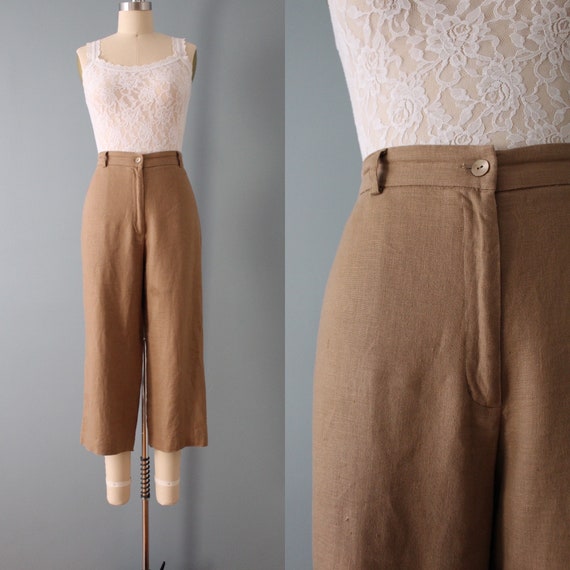 nutmeg linen cropped pants | wide culotte summer … - image 1