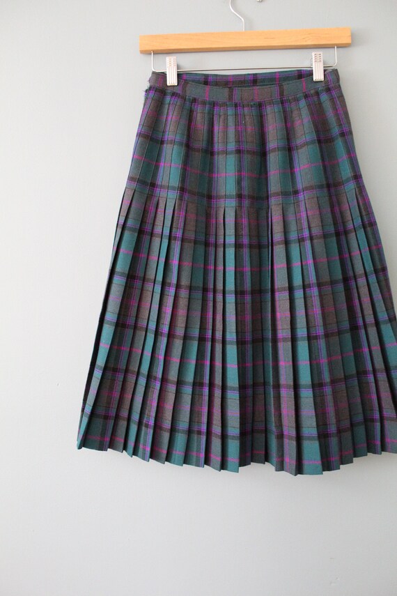 plaid wool kilt skirt | 1970s pleated tartan plai… - image 9