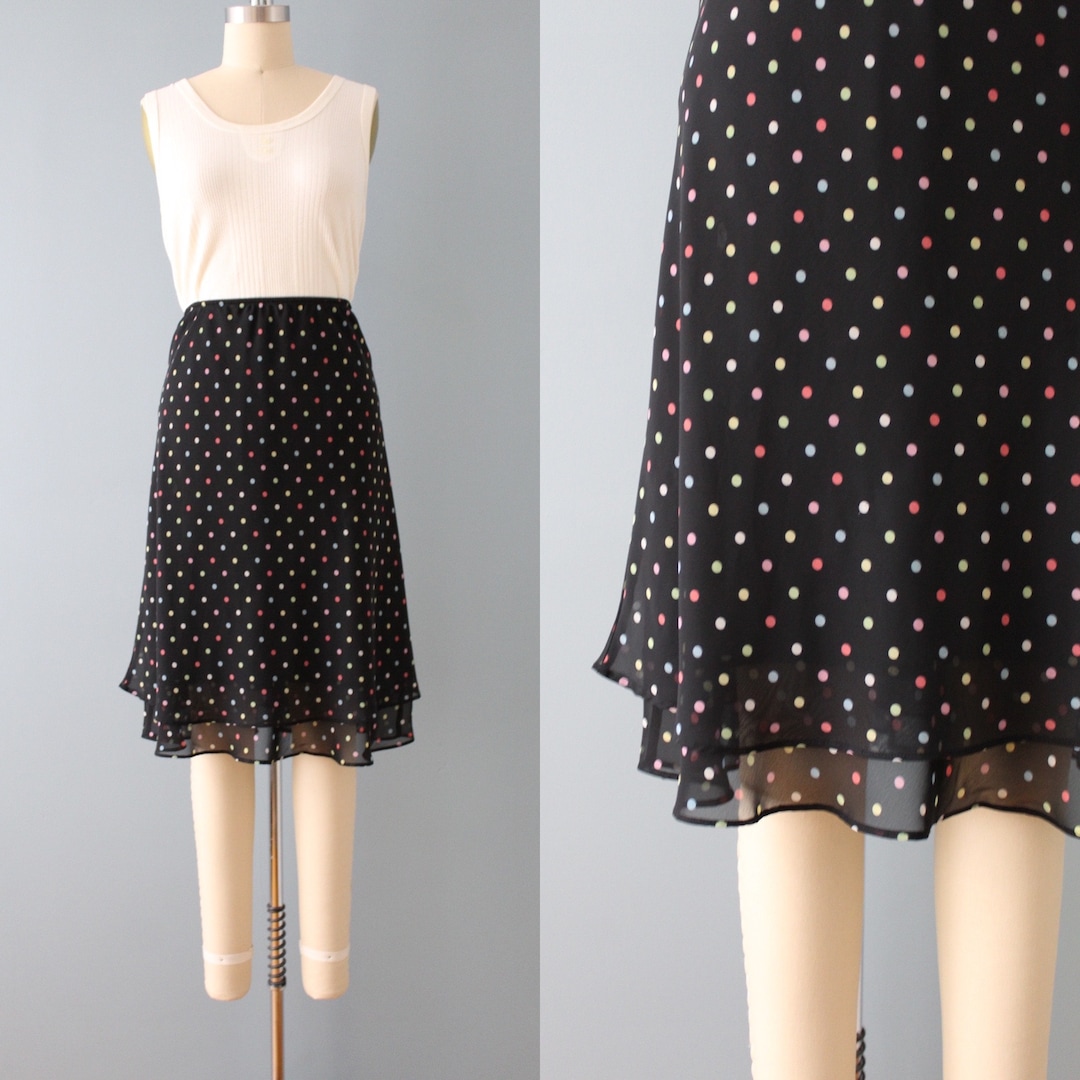 Dotted Confetti Skirt 1990s Y2K Layers Ruffle Skirt Etsy