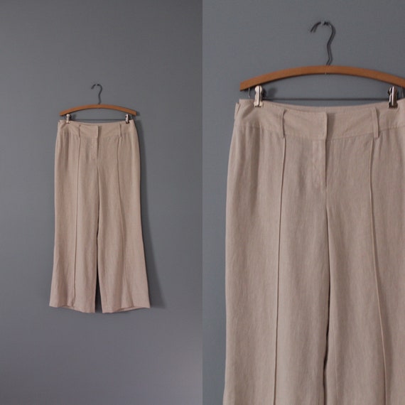 BEIGE linen pants | wide leg linen trousers | sail