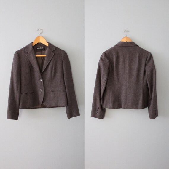 HERRINGBONE wool cropped jacket | 90s Larry Levin… - image 5