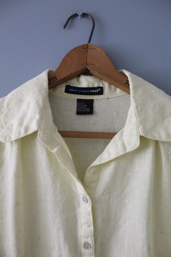 pale lemon corset top | 90s Y2K linen top | prair… - image 10