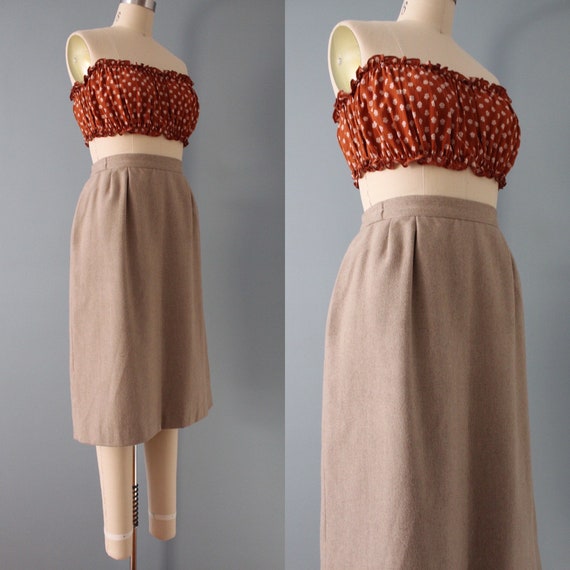 FAWN midi wool skirt | 1970s button back skirt | … - image 6