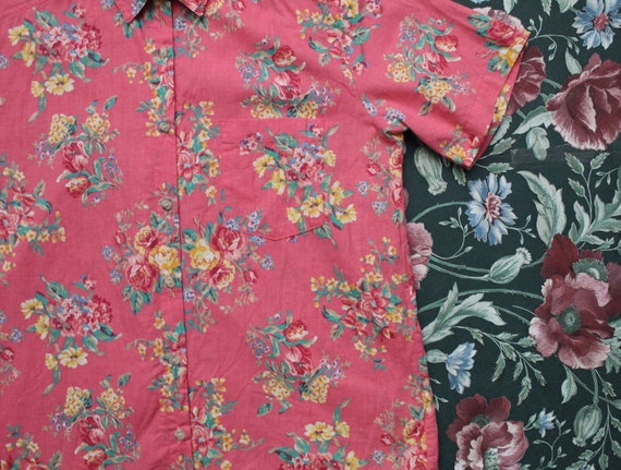 ROUGE pink cotton shirt | cottagecore roses shirt… - image 5