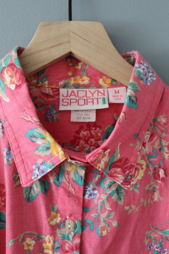 ROUGE pink cotton shirt | cottagecore roses shirt… - image 10