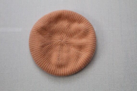 PEACH pink angora beret | 70s nwt warm fuzzy bere… - image 1