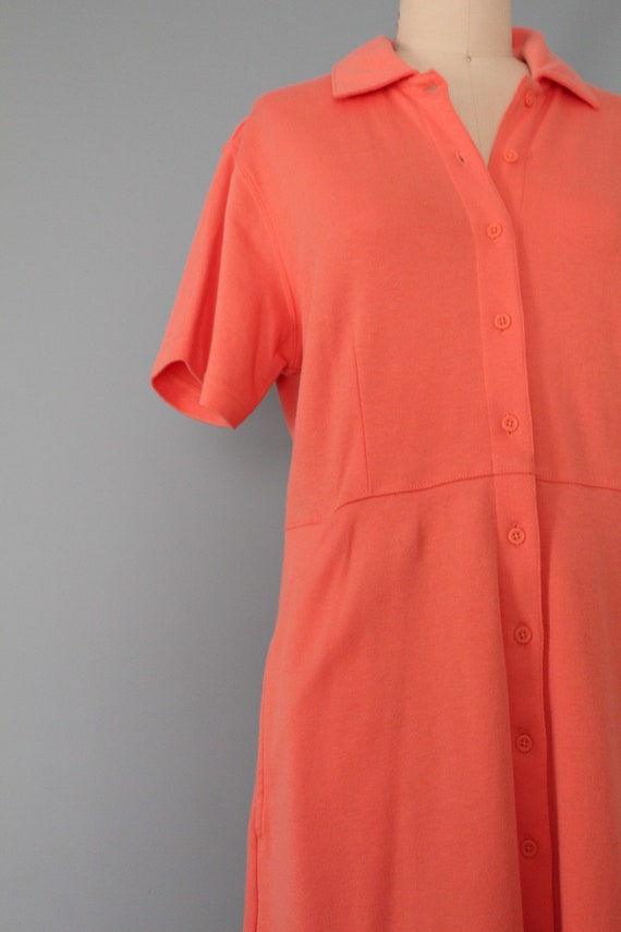 CORAL pink mini dress | Eddie Bauer soft cotton d… - image 5