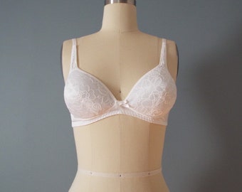 PORCELAIN white lace bra | soft elastic bra | lace  bow bra