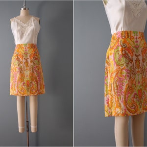 tangerine linen mini skirt