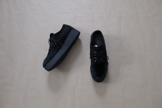 PLATFORM suede sneakers | black cowhide and leathe