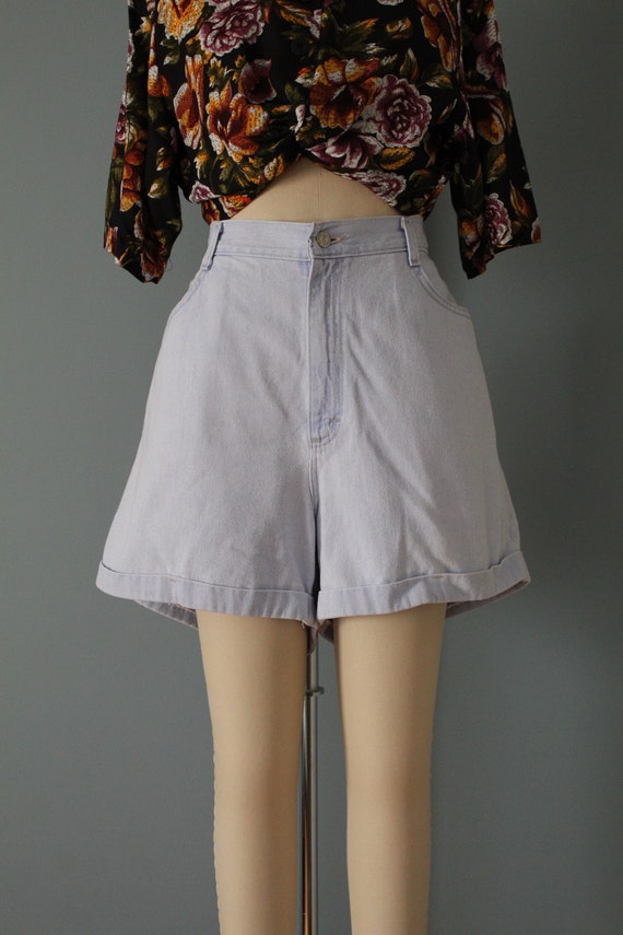 CUFFED denim shorts | pale blue high waisted deni… - image 2