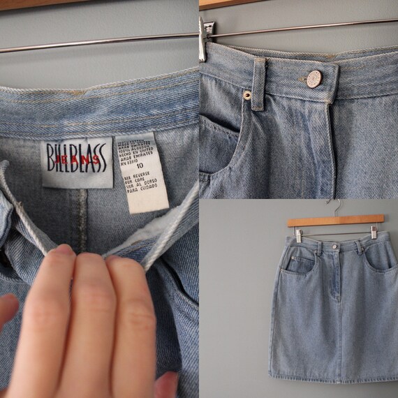 DENIM mini skirt | pale denim mini skirt | 90s Bi… - image 8