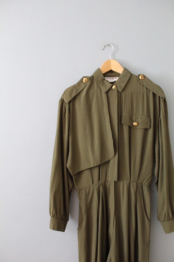 MOSS green jumpsuit | 1980s long sleeve jumpsuit … - image 5