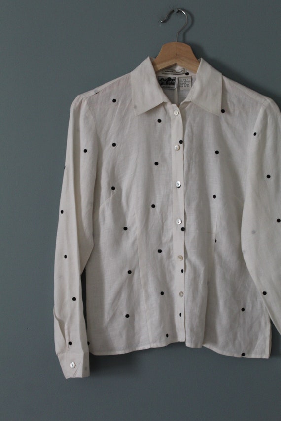 choose one vintage blouses | linen polka dot and … - image 4