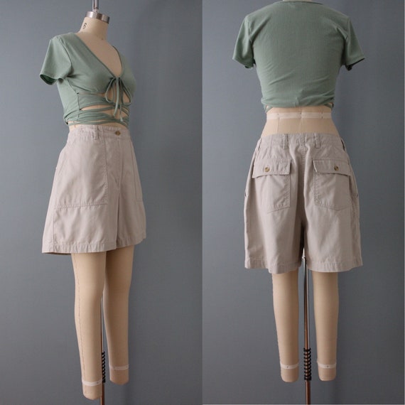 BEIGE cotton summer shorts | 1990s summer shorts … - image 9