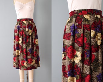 falda vintage cottagecore / falda midi de verano de los años 80 / falda con estampado floral