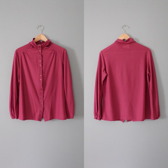 MULBERRY pink blouse | 1970s poet blouse | scrunc… - image 9