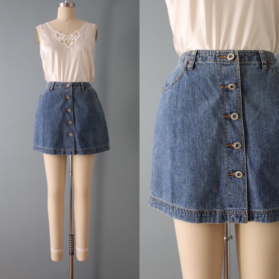 denim button down mini skirt | 90s American Eagle 