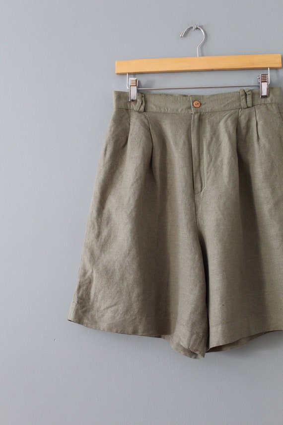 OLIVE green linen shorts | high waisted linen sho… - image 7