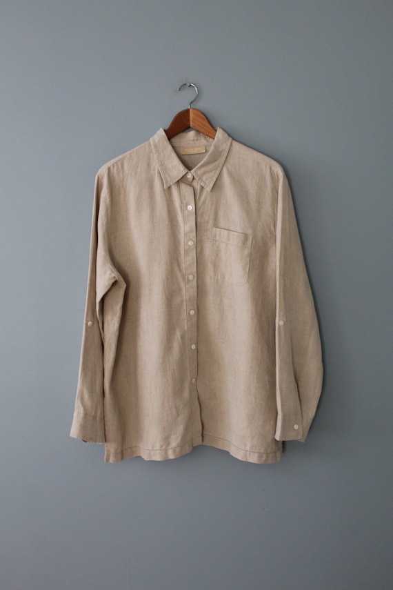 vintage oversized linen blouse | ecru beige linen 