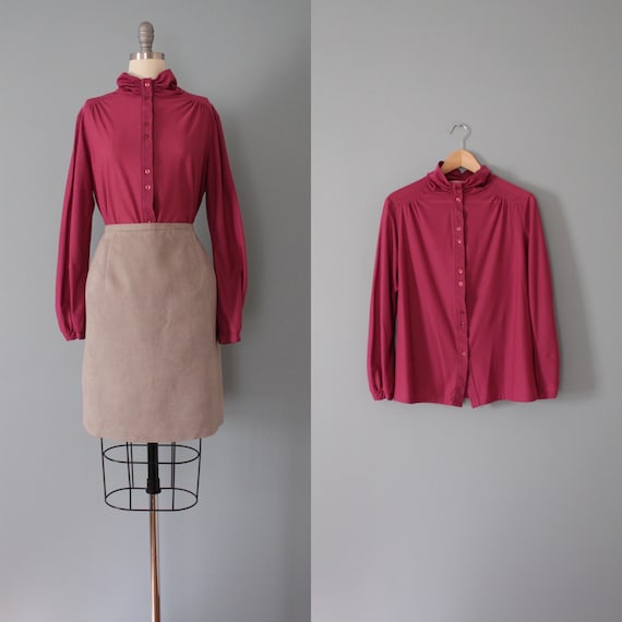 MULBERRY pink blouse | 1970s poet blouse | scrunc… - image 1