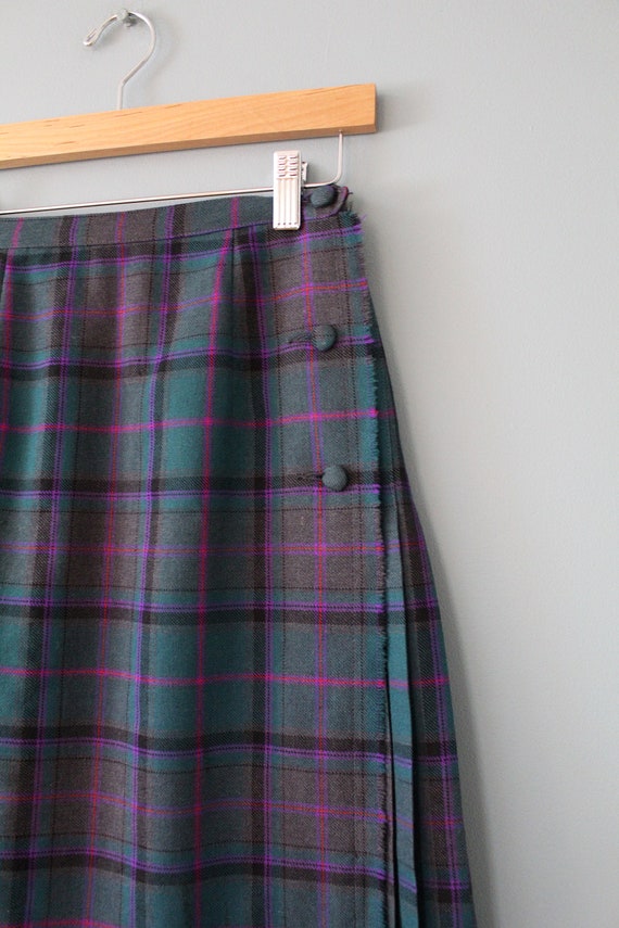 plaid wool kilt skirt | 1970s pleated tartan plai… - image 5