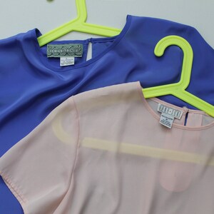 PERIWINKLE and PINK vintage tops 1990s blouses choose or set short sleeves summer tops image 4