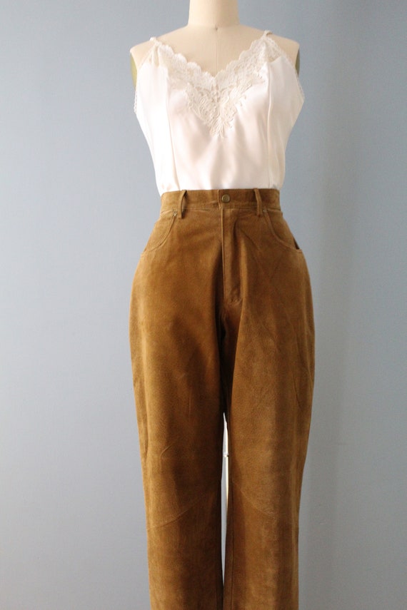 CINNAMON suede pants | 90s high waisted suede lea… - image 3