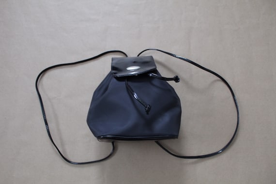 VEGAN backpack | black canvas backpack | drawstrin