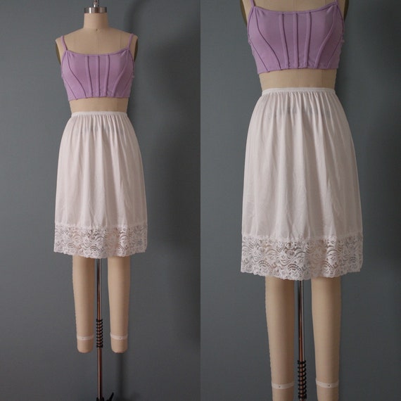 BISQUE white lace slip skirt | 60s 70s slip skirt… - image 2