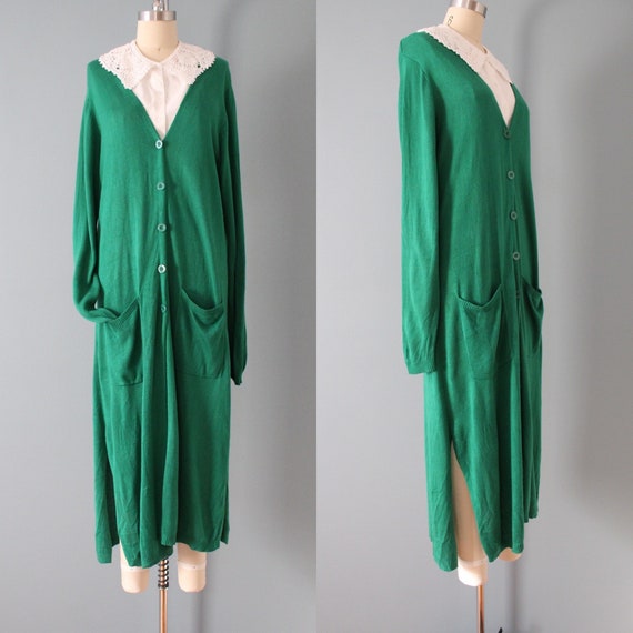 Green shop duster cardigan