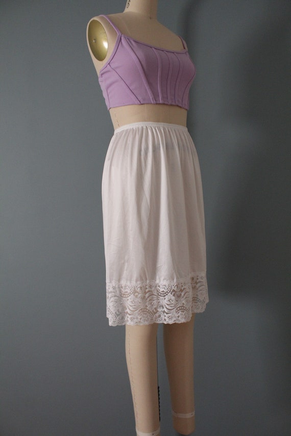 BISQUE white lace slip skirt | 60s 70s slip skirt… - image 9