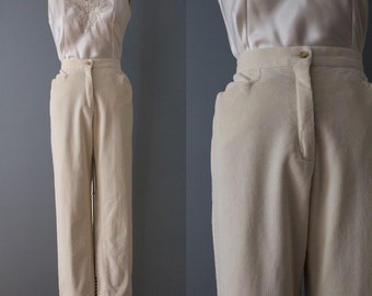 VANILLA cream corduroy pants | 90s Jones New York pants | soft corduroy pants
