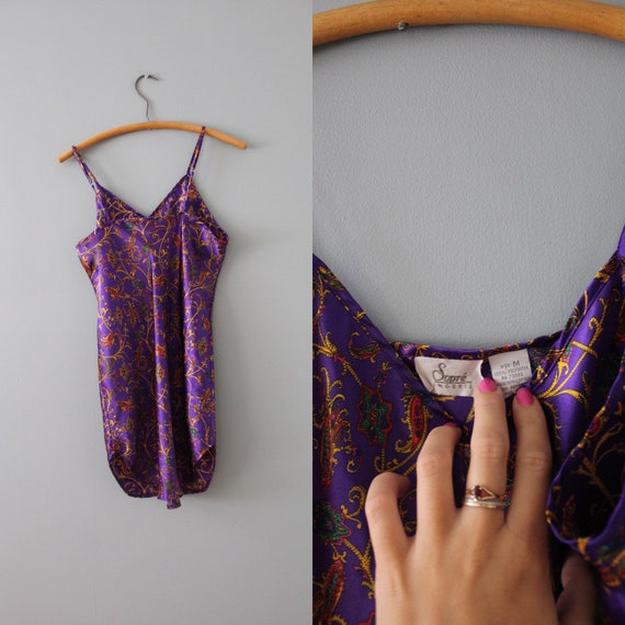 LILAC slip dress | 1990s paisley slip dress | vin… - image 10