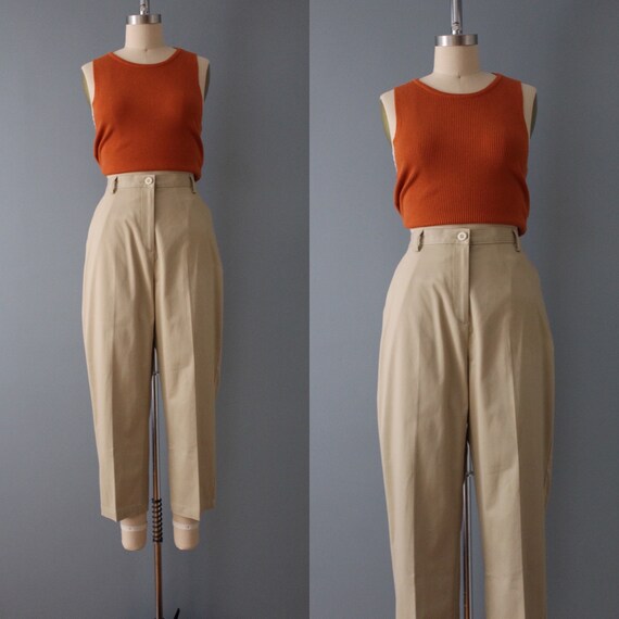 ALMOND beige cotton pants | Lands End pants | crop