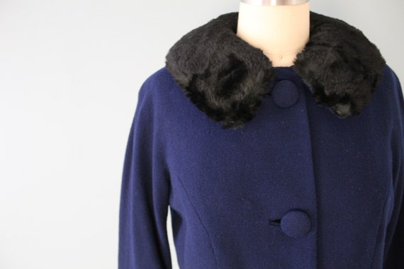 1950s wool and silk jacket | midnight blue retro … - image 3