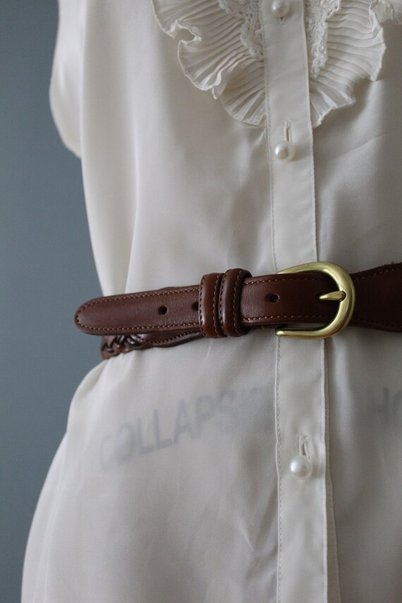 British Tan Coach belt | braided woven leather bel