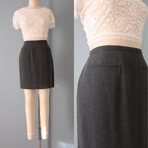 SLATE gray mini skirt | 1990s mini skirt | aline mini skirt