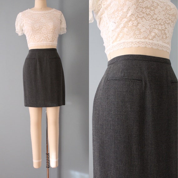 SLATE gray mini skirt | 1990s mini skirt | aline m