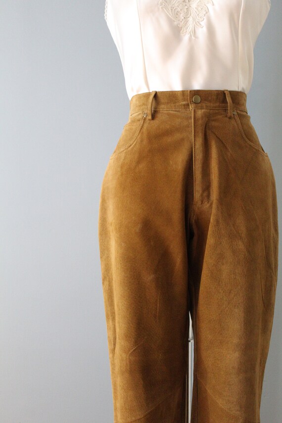 CINNAMON suede pants | 90s high waisted suede lea… - image 4