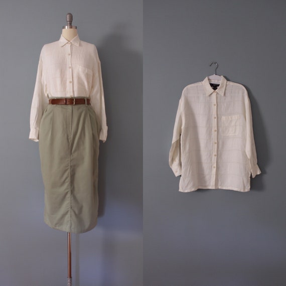 CUT OUT linen blouse | ivory linen top | minimalis