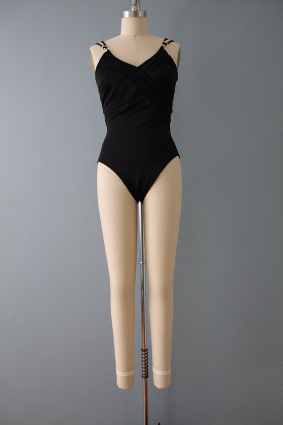 black one piece swimsuit | retro inspired strappy… - image 2