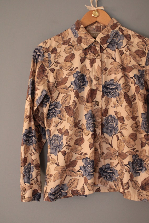 BLUE roses blouse | Western prairie cotton blouse… - image 8