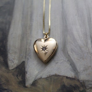 ANTIQUE Heart locket necklace | romantic poet rhinestone locket necklace | 925 box chain necklaced