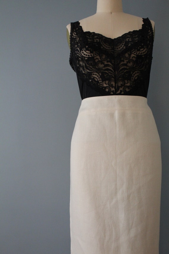 Armani linen skirt | cream white linen tulip skir… - image 4