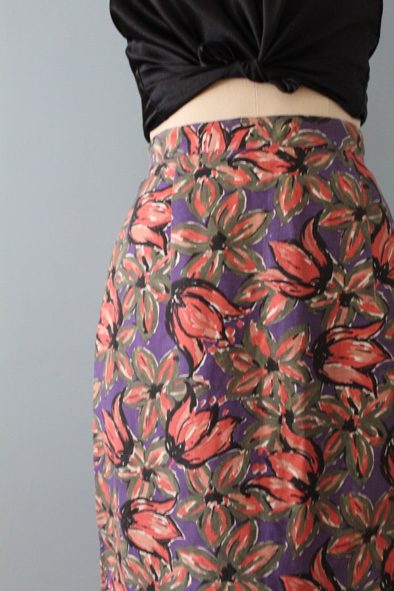 TULIP print mini skirt | rouge pink tulips skirt … - image 4