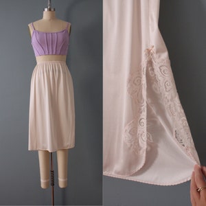 BALLET pink  lace slip skirt | 50s 60s slip skirt | vintage retro mod slip skirt