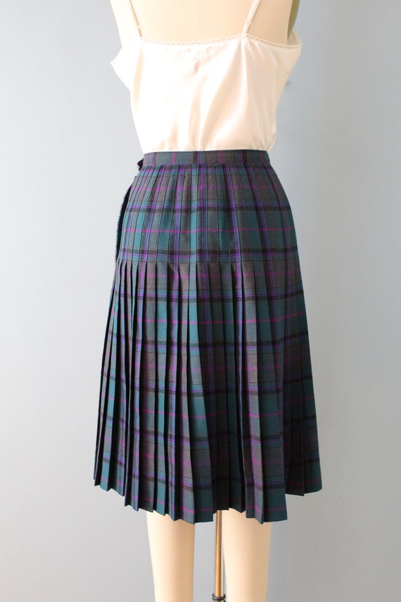 plaid wool kilt skirt | 1970s pleated tartan plai… - image 7