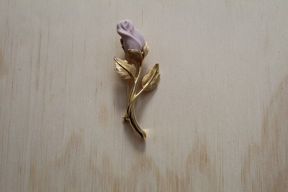 Vintage Brooch, Rose Pin, Flower Jewelry, Vintage Pin, Glass Rose